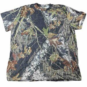 Russell Outdoors Camo Shirt Mens Sz 2XL/XXL Mossy Oak Break Up vintage S…
